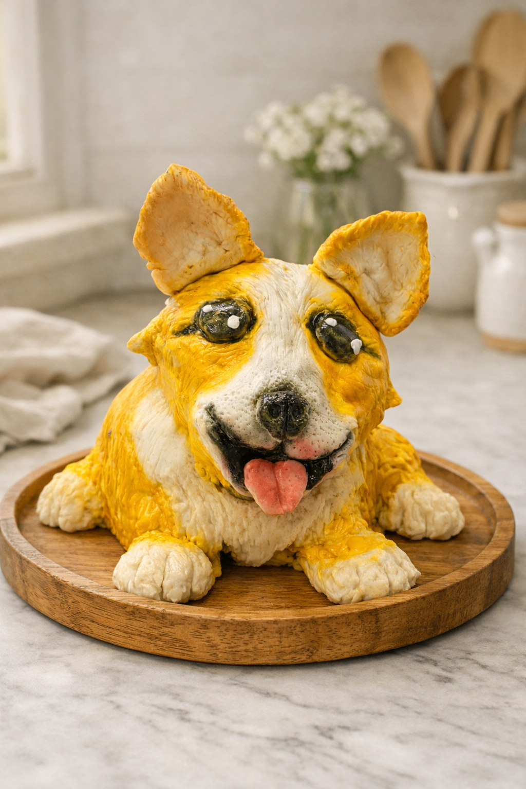 3D sculpted corgi cake