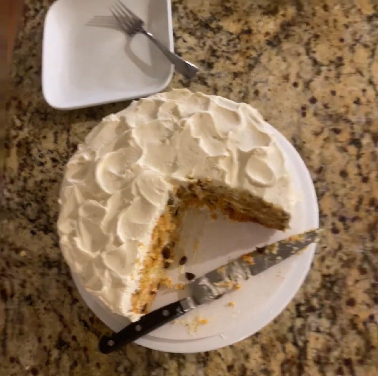 Carrot cake with textured cream cheese frosting